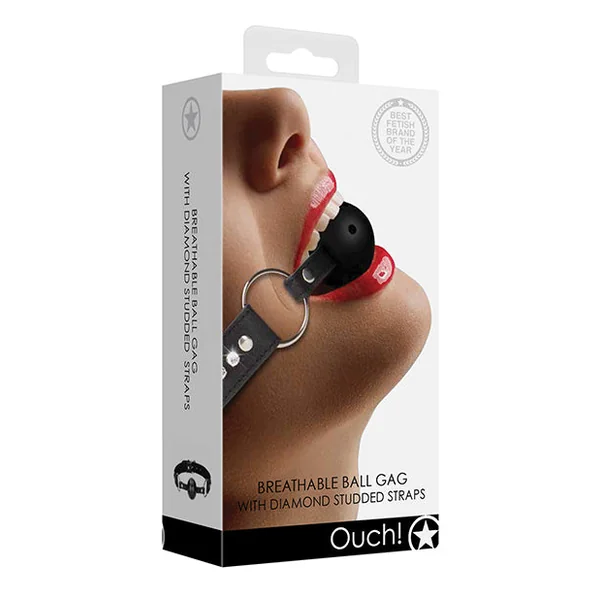 Shots Ouch Diamond Breathable Ball Gag - Black