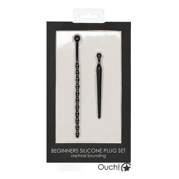 Shots Ouch Urethral Sounding Beginners Silicone Plug Set – Black