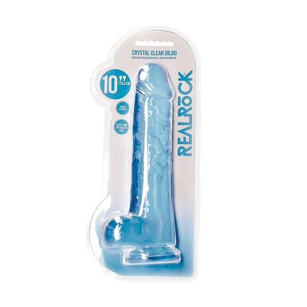 Shots – Real Rock 10″ Dildo with Balls -Blue