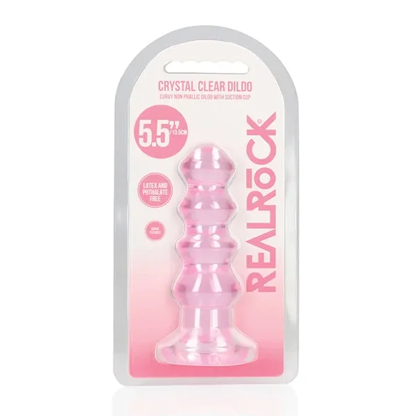 Shots RealRock Crystal Clear 5.5″ Curvy Dildo/Butt Plug – Pink