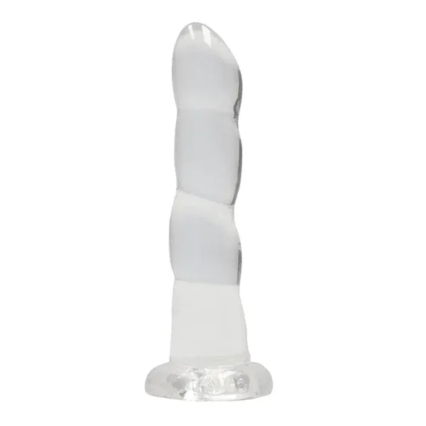 Shots RealRock Crystal Clear 7″ Rippled Dildo – Transparent