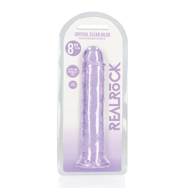 Shots Realrock Crystal Clear 8" Straight Dildo W/suction Cup - Purple