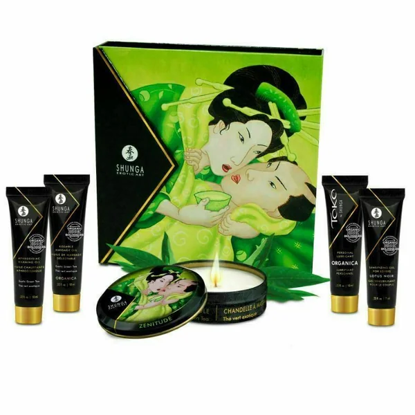 Shunga Secret Kit Exotic Green Tea Aphrodisiac Massage Candle Oil Warming Lube
