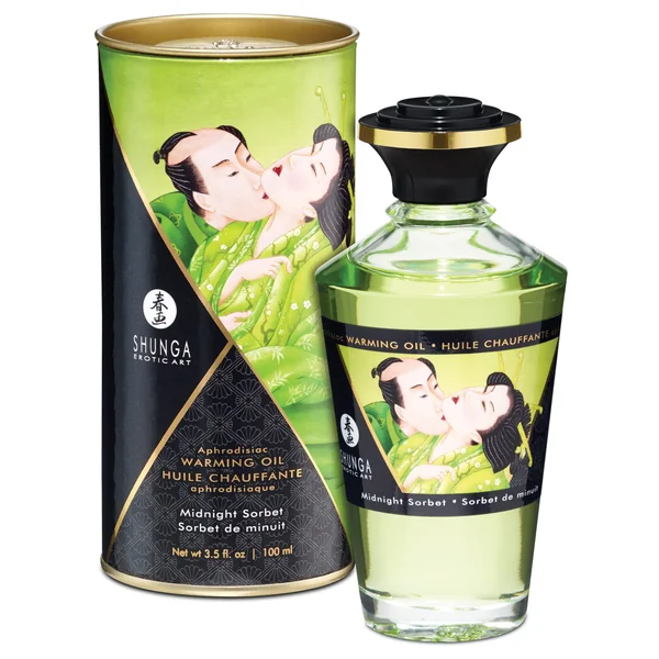 Shunga Warming Oil Midnight Sorbet - 3.5 Oz.