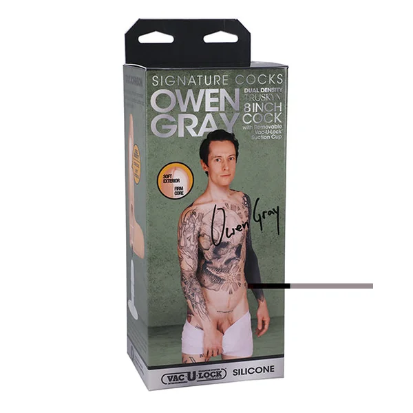 Signature Cocks 8" Silicone Cock W/removable Vac-u-lock Suction Cup - Owen Grey