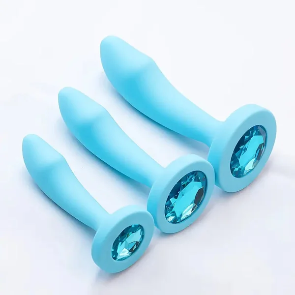 Silicone Anal Dildo Trainer Tool With Diamond Prostate Butt Plug Toy