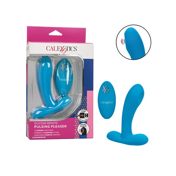 Silicone Pulsing Pleaser w/Remote - Blue