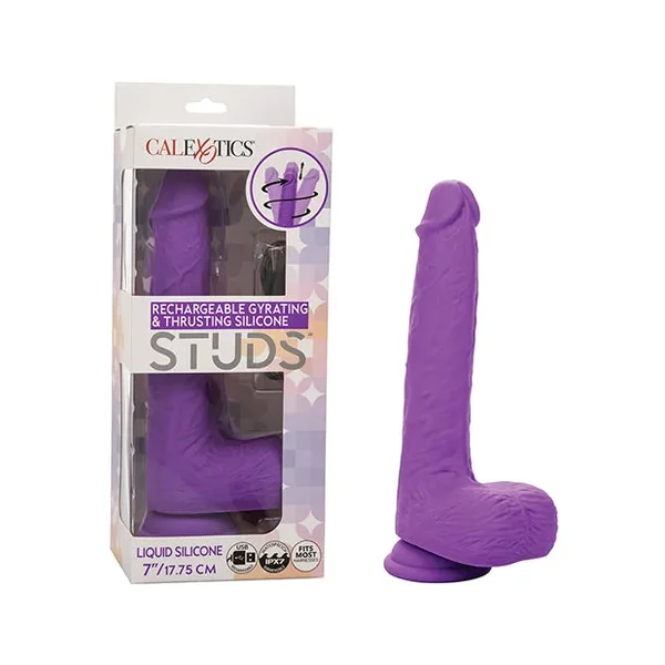 Silicone Studs Rechargeable Gyrating & Thrusting Vibrator – Purple
