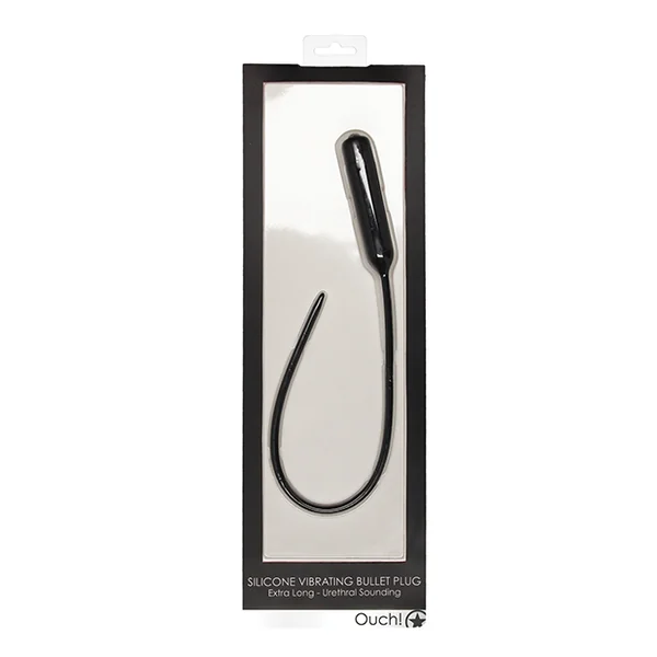 SILICONE VIBRATING BULLET PLUG EXTRA LONG URETHRAL SOUNDING BLACK