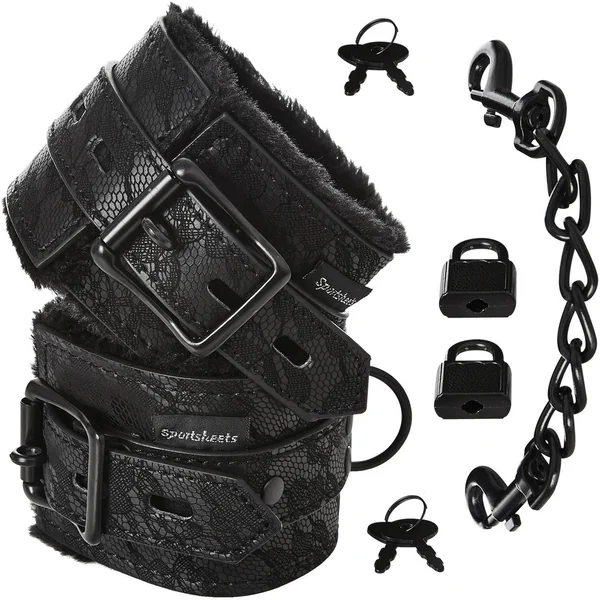 Sincerely Lace Fur Lined Hand Cuffs by Sportsheets