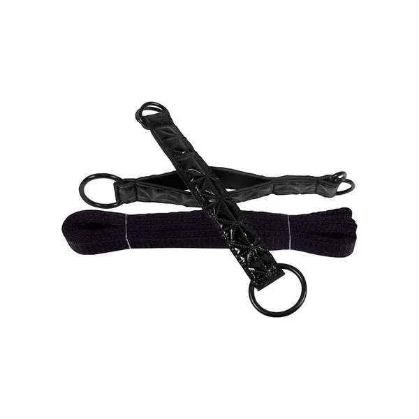 Sinful Black Vinyl Bed Restraint Straps Black
