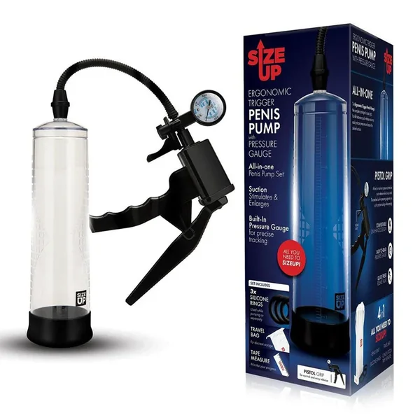 Size Up Ergonomic Trigger Penis Pump with Pressure Gauge-(su304)
