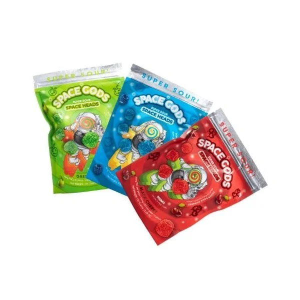 Space Gods Super Sour Gummies 900mg D9+CBD 15ct Green Apple