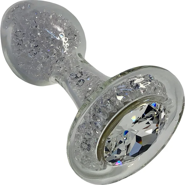 Sparkle Clear Short Stem Glass Butt Plug By Crystal Delights