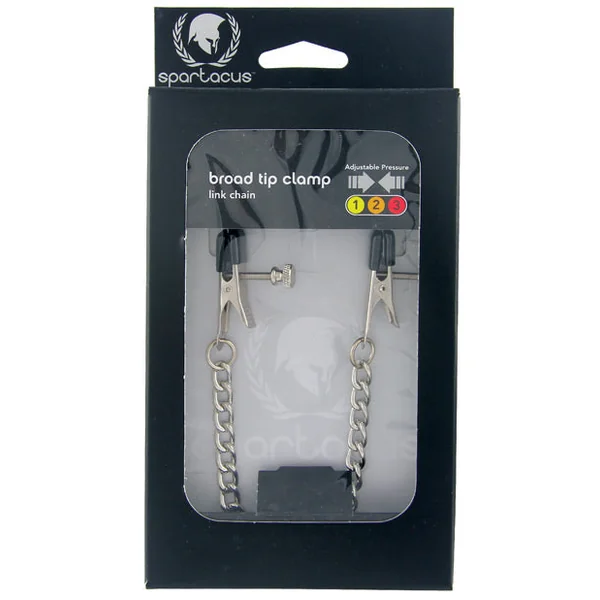 Spartacus Adjustable Broad Tip Nipple Clamps W-link Chain