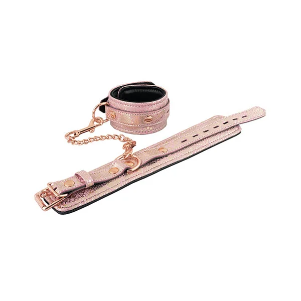 Spartacus Ankle Restraints W-leather Lining - Pink Snakeskin Micro Fiber