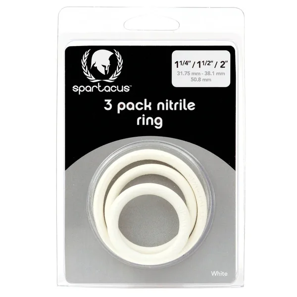 Spartacus Nitrile Cock Ring Set – White Pack of 3