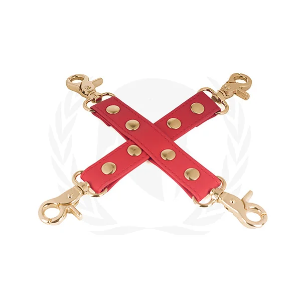 Spartacus Pu Hog Tie W-gold Hardware - Red