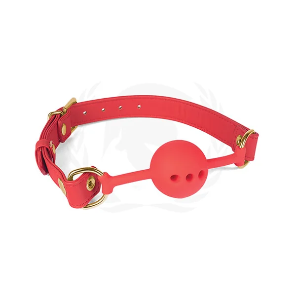 Spartacus Silicone Ball Gag W-red Pu Straps - 46 Mm Red
