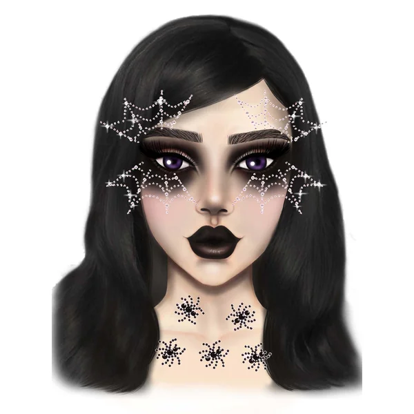 Spider Web Face Jewels Sticker