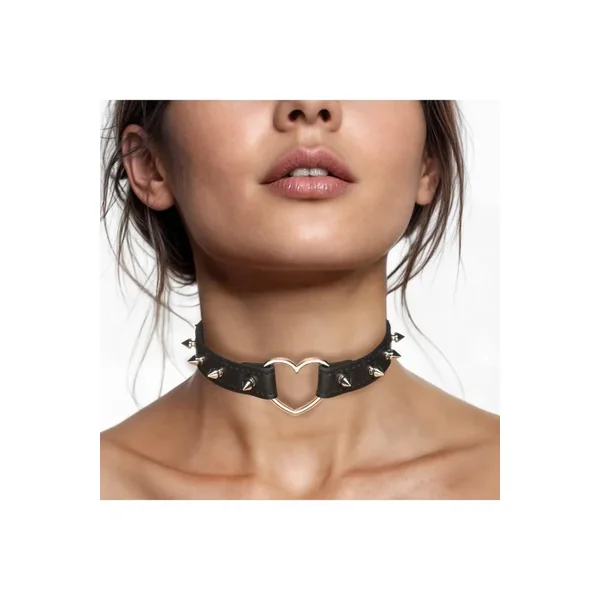 Spiked Heart Choker – Black or Pink