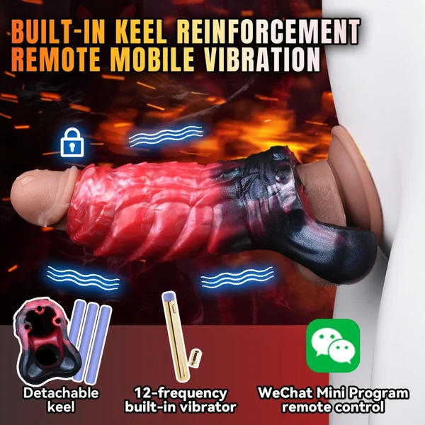 Spiral Silicone Fantasy Vibrating Penis Sleeve - Male Cock Extension Sheaht Sex Toys