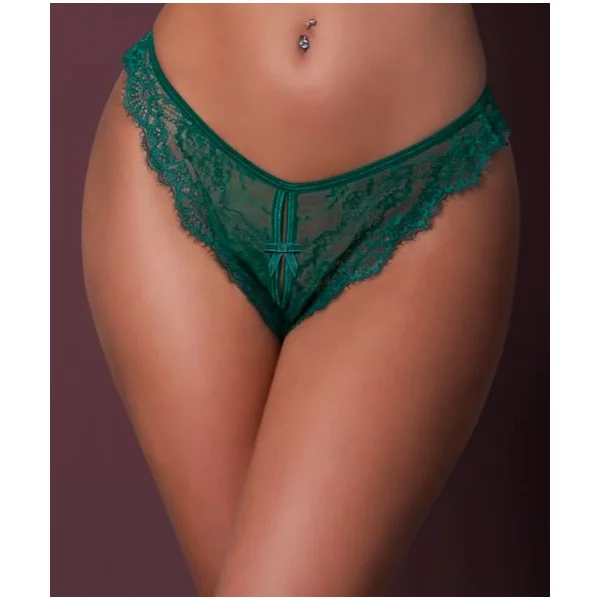 SPLIT CROTCH PANTY EMERALD S/M