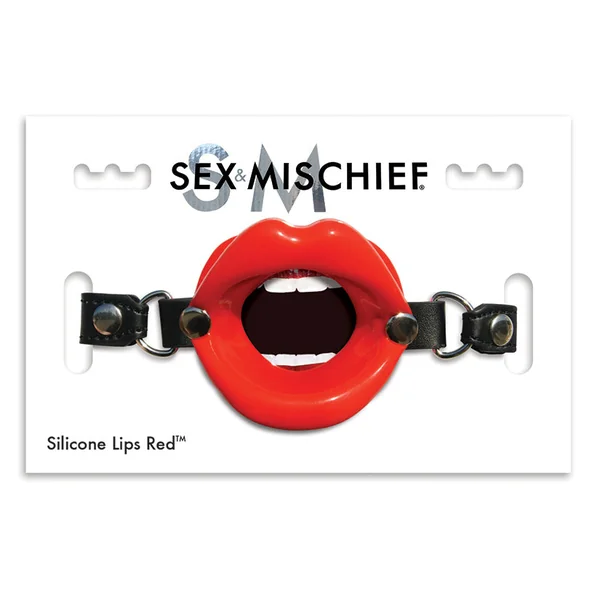 Sportsheets Sex & Mischief Silicone Lips Mouth Gag - Red