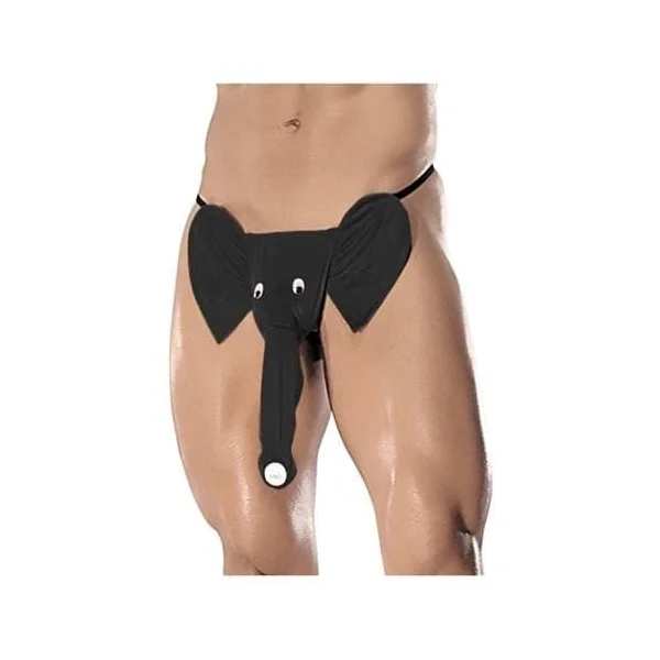 Squeaker Elephant G-String - One Size - Black