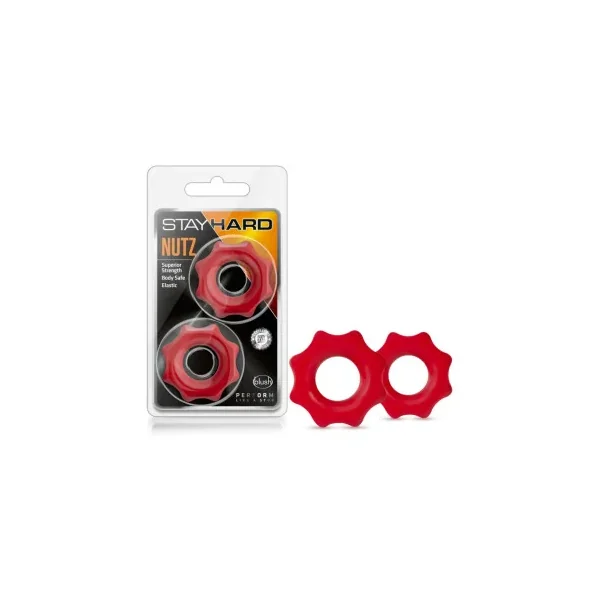 Stay Hard Nutz Cock Ring 2-Pack, Red