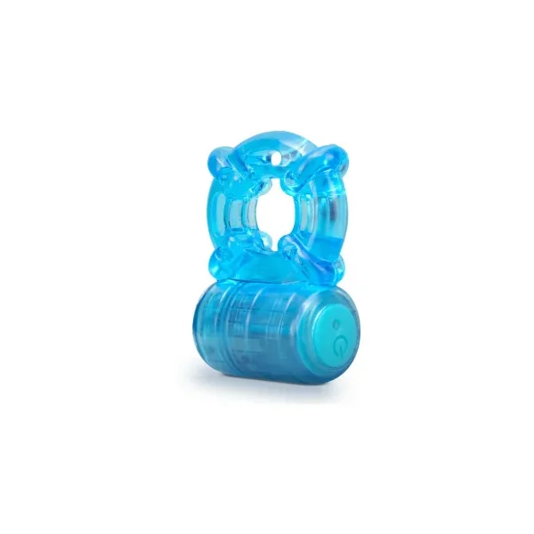 Stay Hard Rechargeable 5 Function Vibrating Cock Ring, Blue