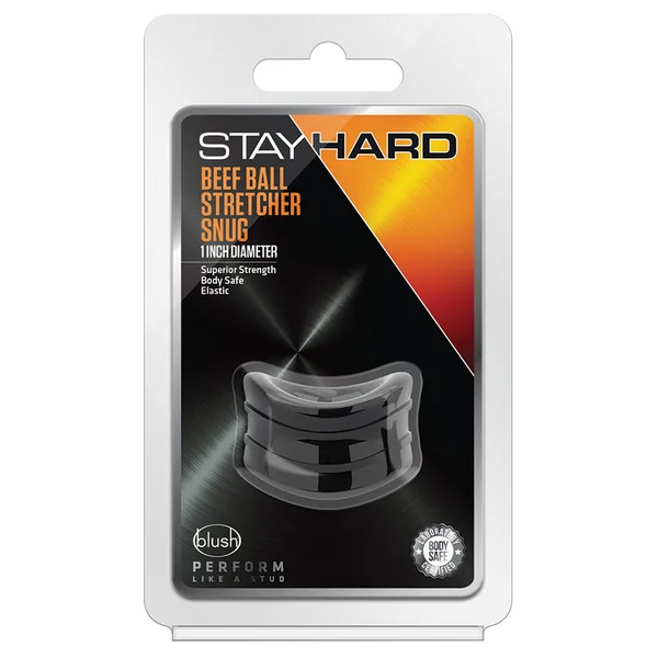 Stay Hard Snug: Black Beef Ball Stretcher - 1-Inch Diameter