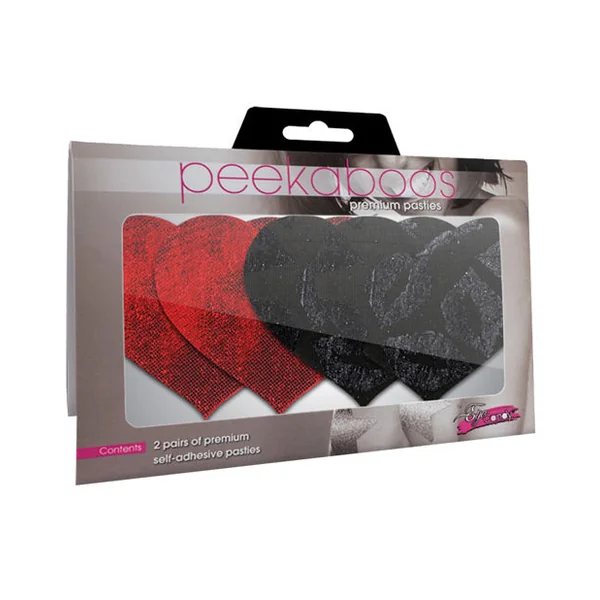 Stolen Kisses Hearts - Red & Black Pack Of 2