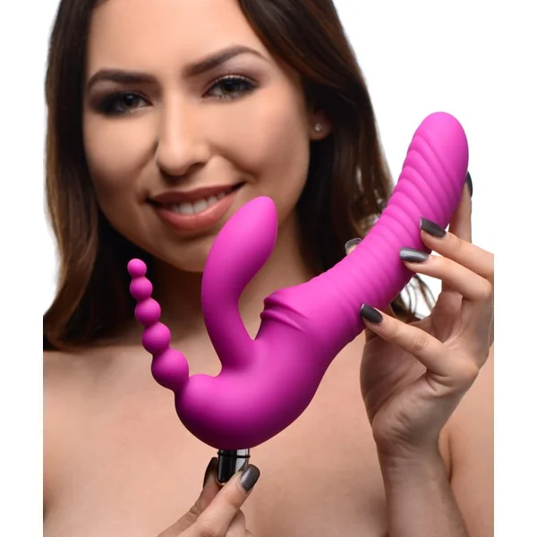 STRAP U REGAL RIDER VIBRATING STRAPLESS STRAP ON TRIPLE G DILDO