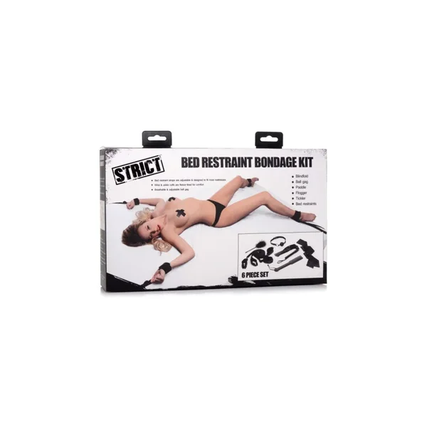 Strict Bed Restraint Six-Piece Bondage Kit, Black