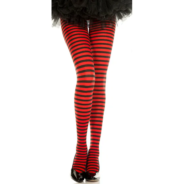 Striped Tights - One Size - Black/red