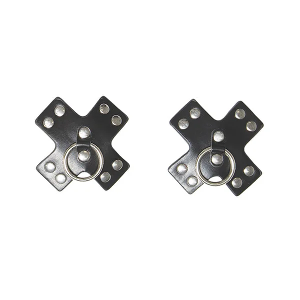 Studded Cross Reusable Pasties - Black O/s