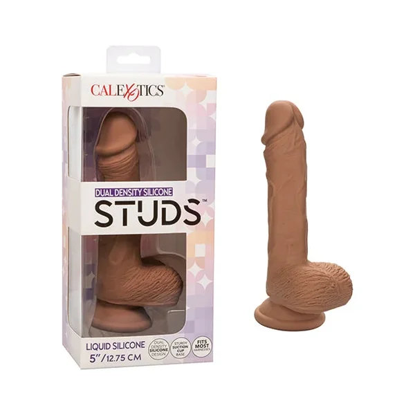 Studs Dual Density Silicone 5″ Dildo – Brown
