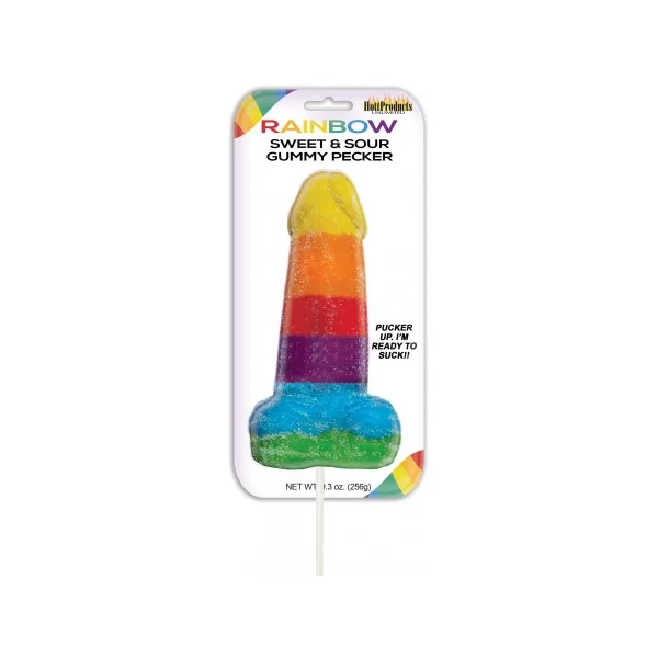 SWEET & SOUR JUMBO RAINBOW GUMMY COCK POP
