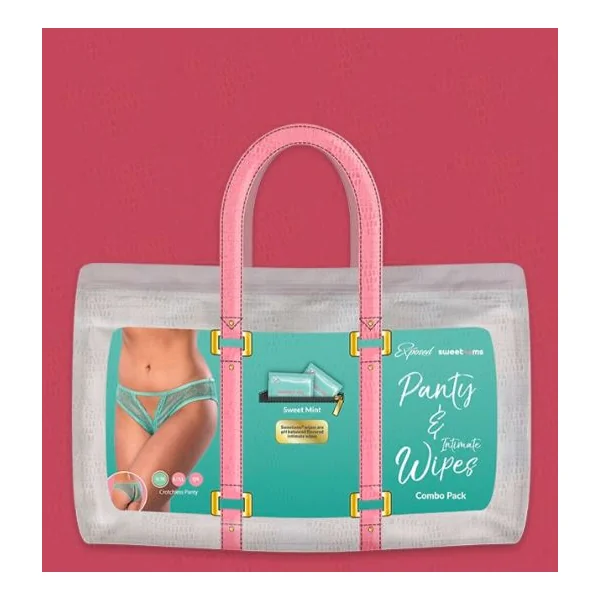 SWEETUMS CROTCHLESS PANTY W/ WIPES MINT L/XL