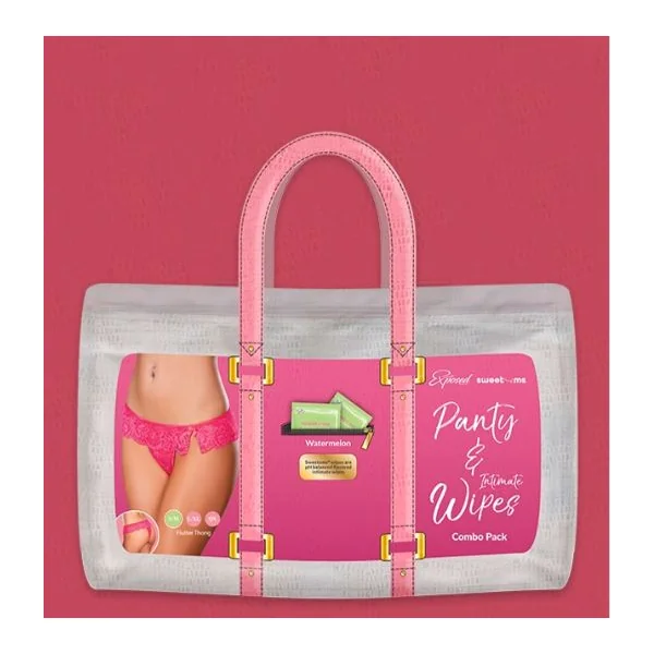 SWEETUMS FLUTTER THONG W/ WIPES WATERMELON S/M