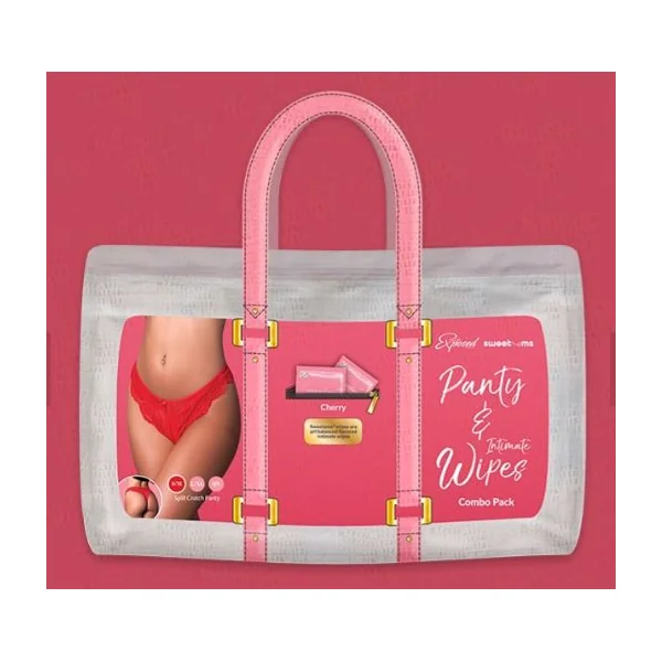 SWEETUMS SPLIT PANTY W/ WIPES CHERRY 2XL