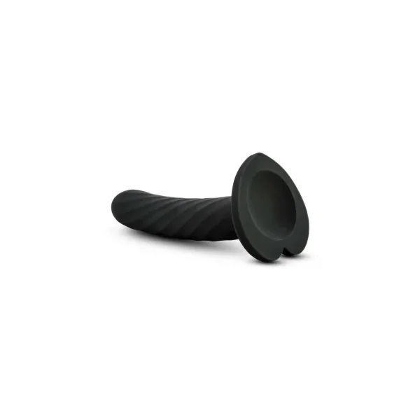 Temptasia Twist 5.5 in. Curved Dildo with Heart-Shaped Suction Cup, Medium, 5.0 Inch Insertable, 1.0 Inch Max Width, Black