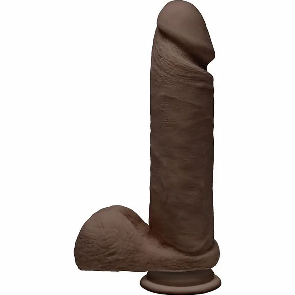 THE D PERFECT D 8 W/BALLS CHOCOLATE BROWN DILDO “