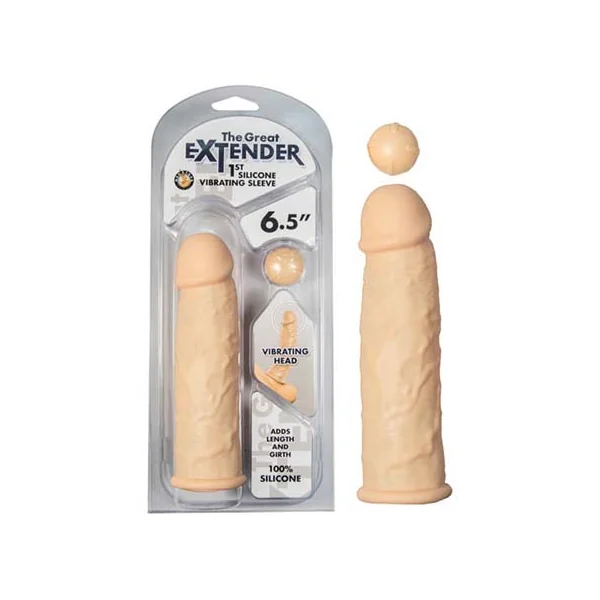 THE GREAT EXTENDER 1ST SILICONE VIBRATING SLEEVE 6.5 IN FLESH