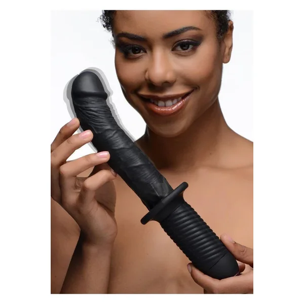 The Large Realistic 10X Silicone Vibrator with Handle