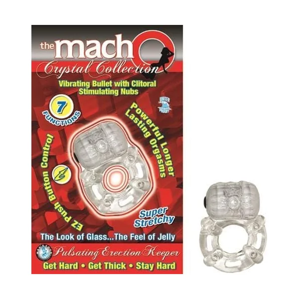 The Macho Crystal Collection Pulsating Erection Keeper - Clear