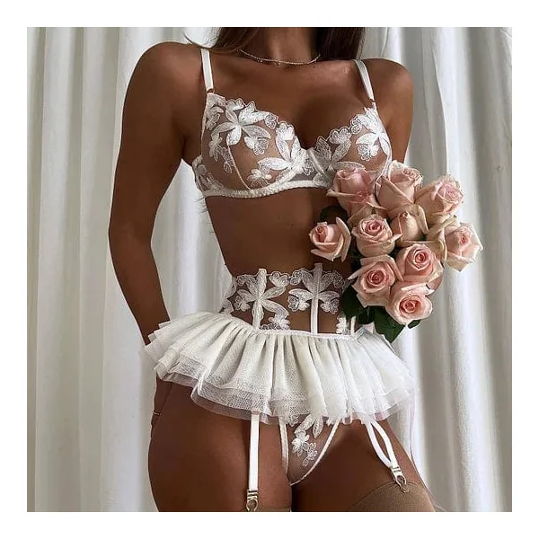 Three Piece Embroider Sexy Underwear Suit