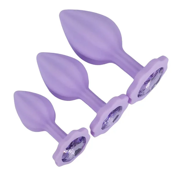 Three-piece Diamond Jewelry Decorated Anal Training Butt Plug