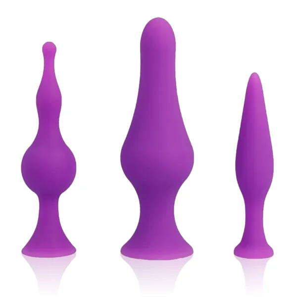 Three-set anal plug ohmama butt plug silicone sex toys for women men couple purple
